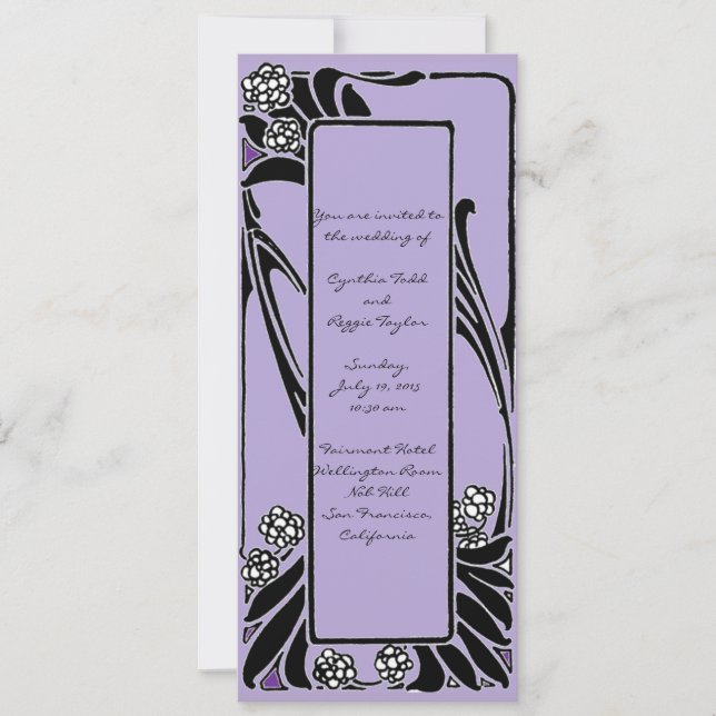 French Art Nouveau Stylised Flower Frame Invitation (Front)
