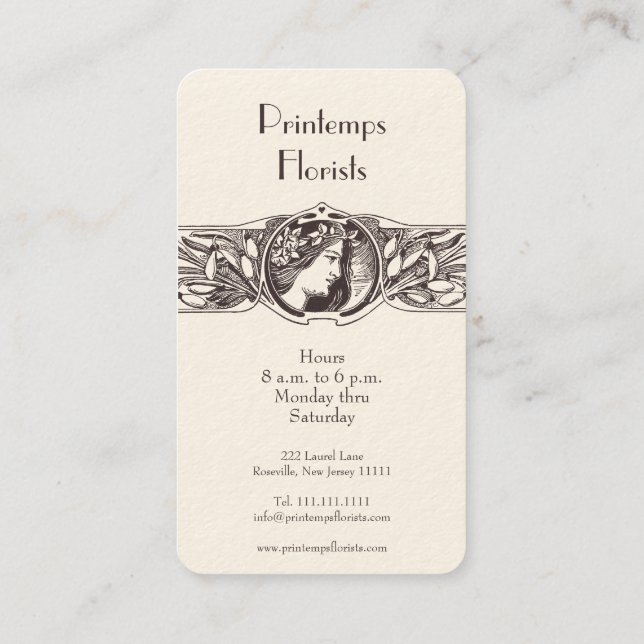 French Art Nouveau Victorian Floral Business Card (Back)