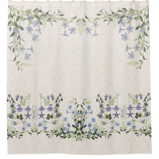 French Art Nouveau Vintage Flowers Shower Curtain (Front)