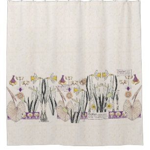 French Art Nouveau Vintage Flowers Shower Curtain