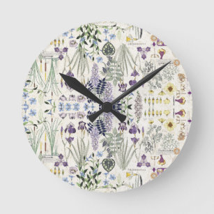 French Art Nouveau Vintage Flowers Wall Clock
