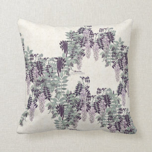French Art Nouveau Wisteria Flowers Throw Pillow