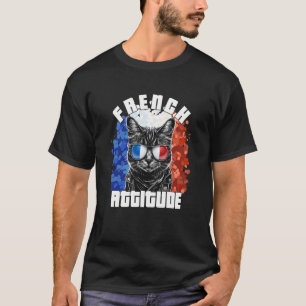 French Attitude Cat Sunglasses French Flag Frenchy T-Shirt