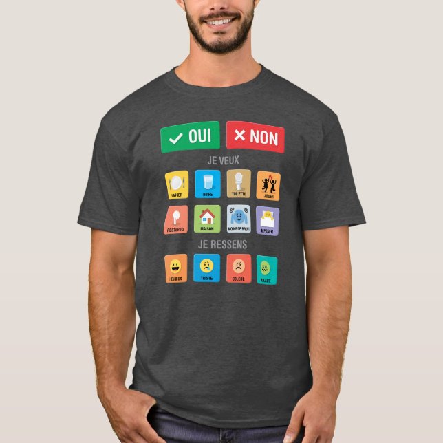 French Autism AAC PECS Pointing Communication 01 T-Shirt (Front)