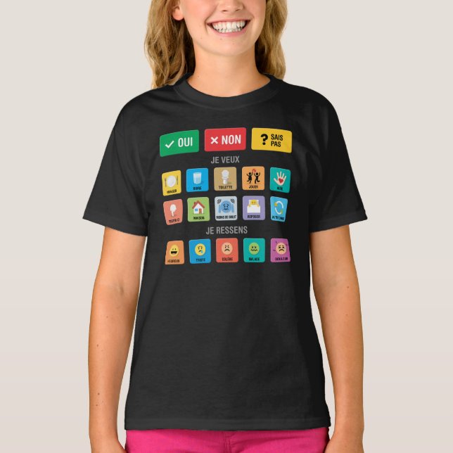 French Autism AAC PECS Pointing Communication 02 T-Shirt (Front)