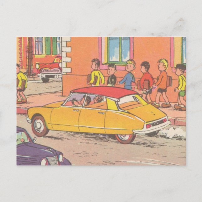 French automobile vintage art postcard (Front)