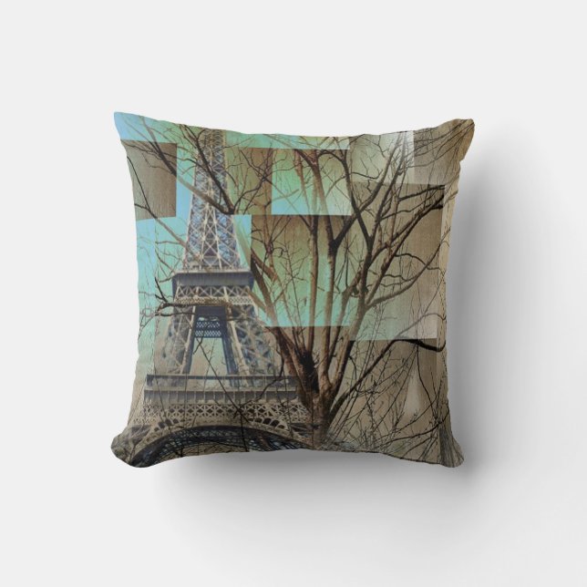 french autumn tree branch Paris eiffel tower Cushion (Front)