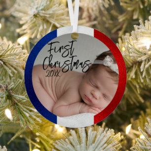French Baby's First Christmas  Metal Tree Decoration