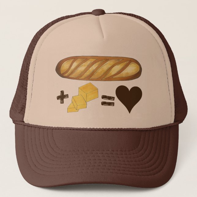 French Baguette Bread Loaf Butter Foodie Food Trucker Hat (Front)