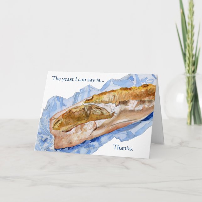French Baguette Bread Loaf Thank You Cards (Front)