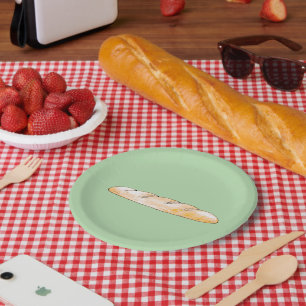 French baguette bread paper plate