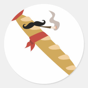 French Baguette Classic Round Sticker