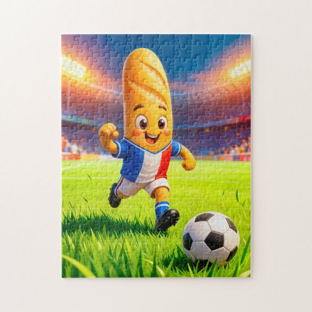 French baguette soccer player in stadium action jigsaw puzzle (Vertical)