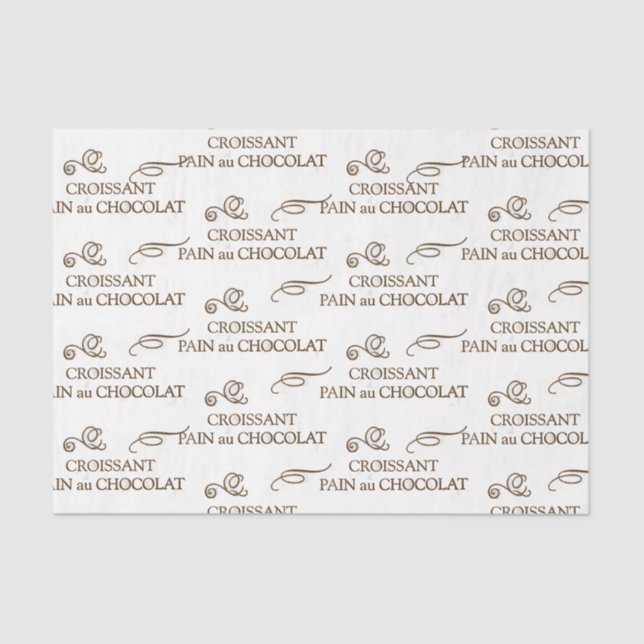 French Bakery Baked Goods Chocolate Croissant Wrap Tissue Paper (Front)