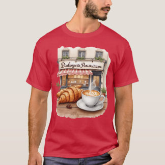 French Bakery Caf Croissant Coffee Art friends T-Shirt
