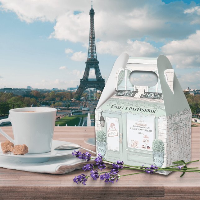 French Bakery Cafe Patisserie Green Favour Box (Creator Uploaded)
