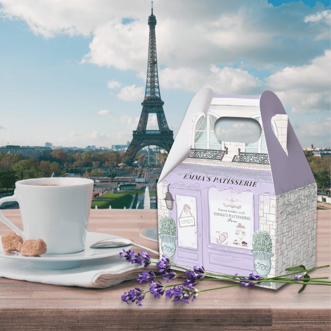 French Bakery Cafe Patisserie Lavender Favour Box (Creator Uploaded)