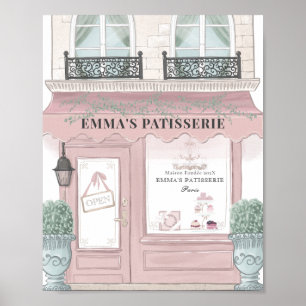 French Bakery Cafe Patisserie Pink Backdrop Poster