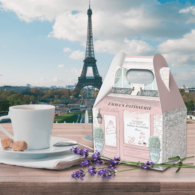 French Bakery Cafe Patisserie Pink Favour Box (Creator Uploaded)