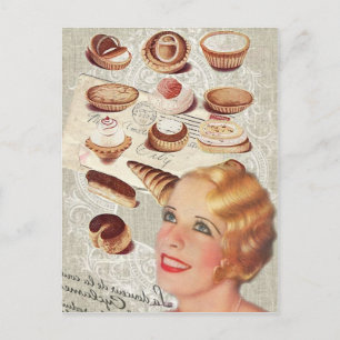 french bakery cupcake pastry desserts postcard
