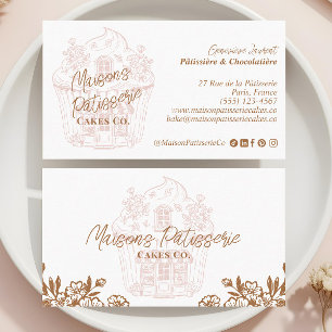 French Bakery Hand Drawn Cupcake Pastry Cake Photo Business Card