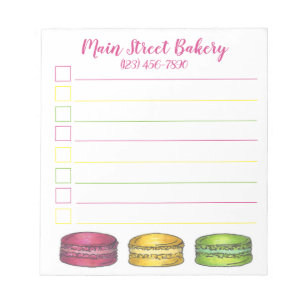 French Bakery Macaron Cookies Pastry Personalised Notepad