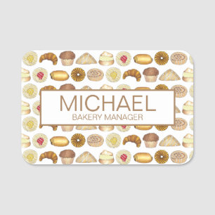 French Bakery Pastries Croissant Danish Doughnut Name Tag