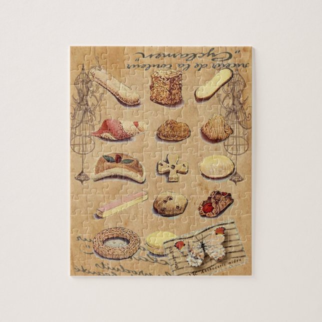 french bakery pastry cookies cake dessert jigsaw puzzle (Vertical)