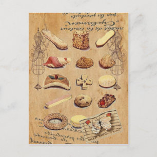 french bakery pastry cookies cake dessert postcard