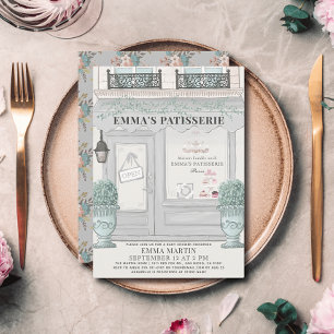 French Bakery Patisserie Paris Grey Baby Shower Invitation