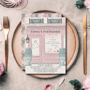 French Bakery Patisserie Pink Drive-by Baby Shower Invitation