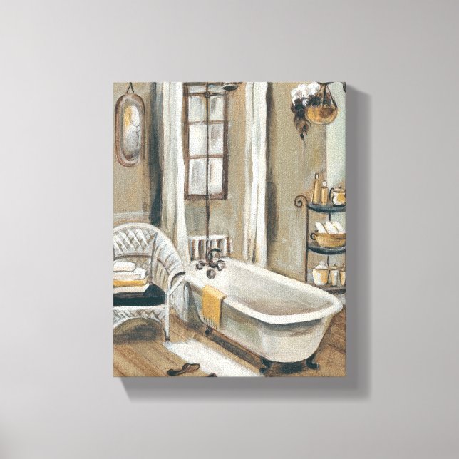 French Bathroom with Bathtub Canvas Print (Front)