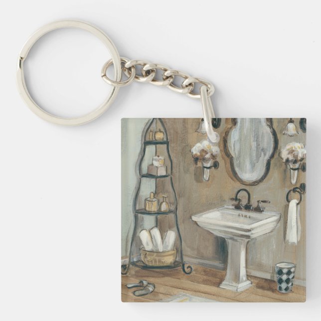 French Bathroom with Mirror and Sink Key Ring (Front)