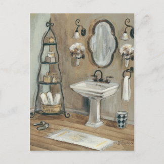 French Bathroom with Mirror and Sink Postcard