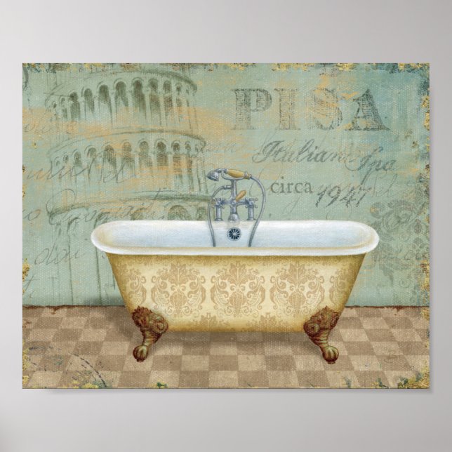 French Bathtub and the Leaning Tower of Pisa Poster (Front)
