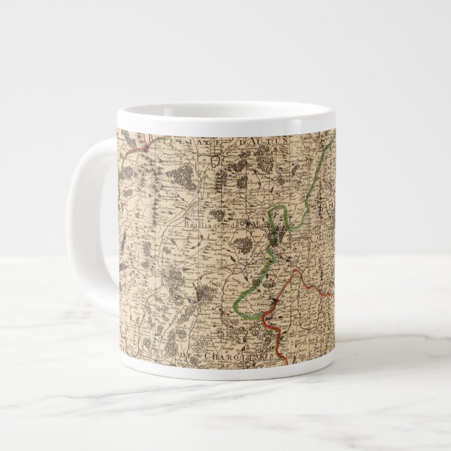 French battlefields and roads large coffee mug (Front Left)