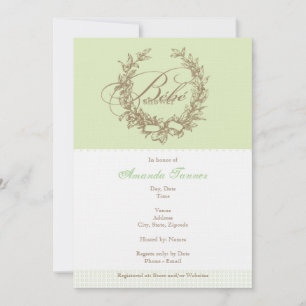 French Bebe Shower Invitation - Green