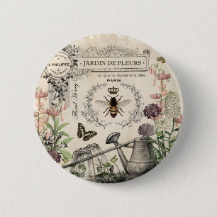 FRENCH BEE GARDEN 6 CM ROUND BADGE