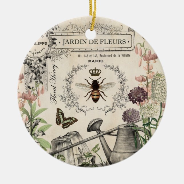FRENCH BEE GARDEN CERAMIC TREE DECORATION (Front)