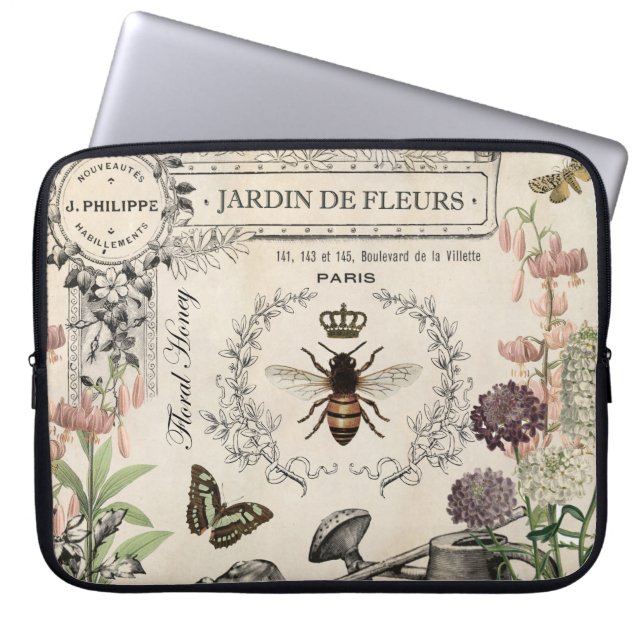 FRENCH BEE GARDEN LAPTOP SLEEVE (Front)