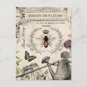 FRENCH BEE GARDEN POSTCARD