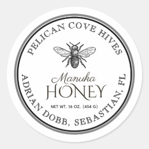 French Bee White Honey Label with Double Border