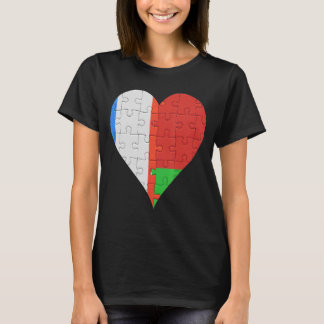 French Belarusian Flag Heart T-Shirt
