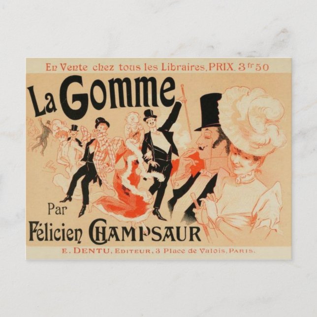 French Belle Epoque vintage poster postcard (Front)