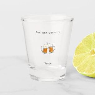 French Birthday gift, Happy Birthday, Cheers Shot Glass
