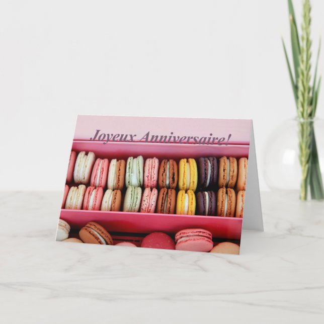 French Birthday Macaron-Joyeux Anniversaire! Card (Front)