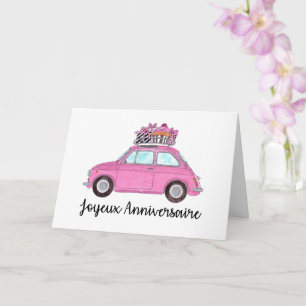 French Birthday Retro Fiat 500 Card