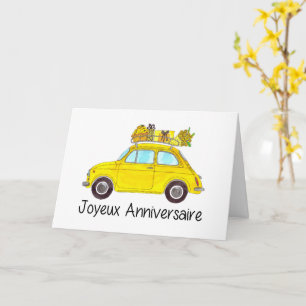 French Birthday Retro Fiat 500 Card