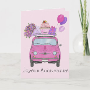 French Birthday Retro Fiat 500 Card
