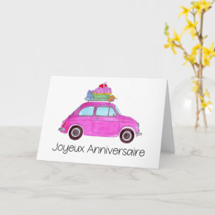 French Birthday Retro Fiat 500 Card